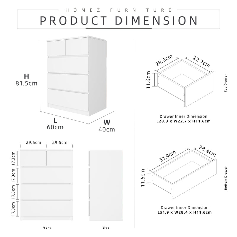 5 Layers Chest Drawer with Large Drawer Storage Space-HMZ-FN-CD-7002/7012