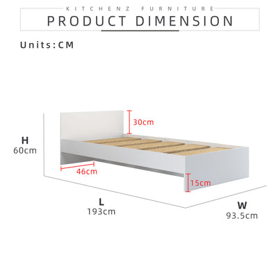 6.3FT Single Size Bed Frame / Headboard / Katil Single / White-HMZ-FN-BF-8002/8202/8022/8222