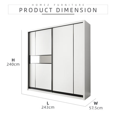 (EM) [FREE Shipping & FREE Installation - ONLY KK] 8FT x 8FT Full Melamine Sliding Wardrobe Anti-Jump Almari Baju Almari Pakaian Kabinet Baju