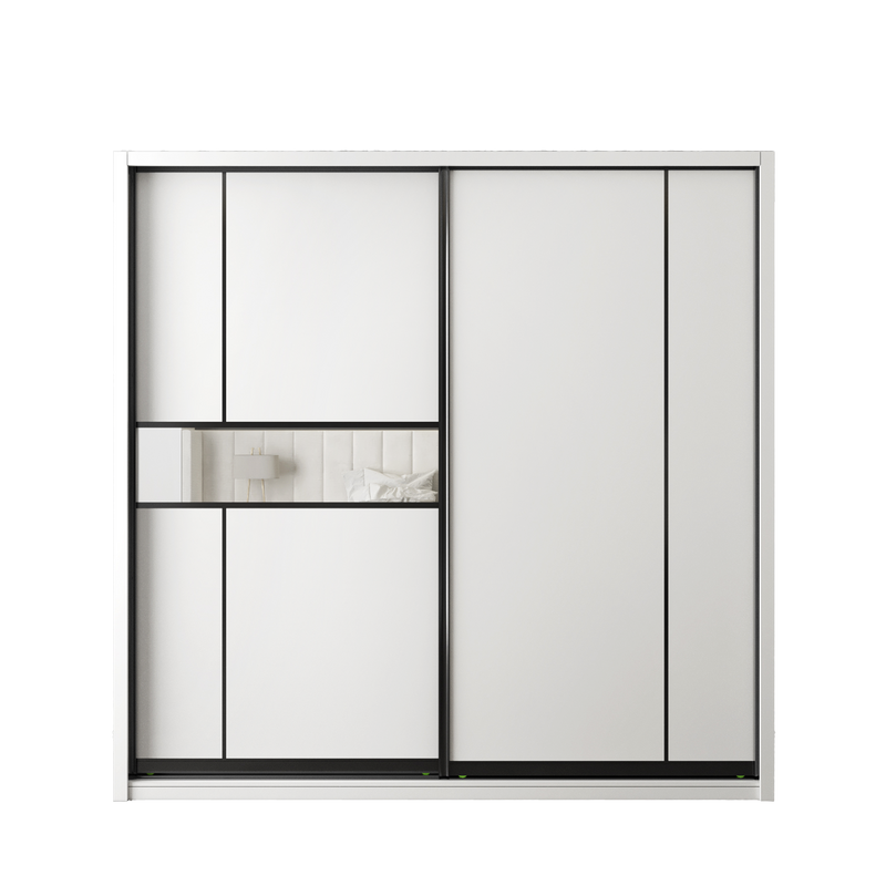 (EM) [FREE Shipping & FREE Installation - ONLY KK] 8FT x 8FT Full Melamine Sliding Wardrobe Anti-Jump Almari Baju Almari Pakaian Kabinet Baju