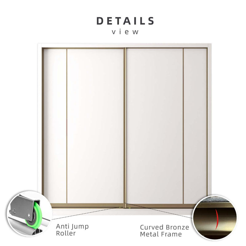 [FREE Shipping & FREE Installation] 8x8FT Melamine Gold Frame Sliding Wardrobe Almari Baju Almari Pakaian