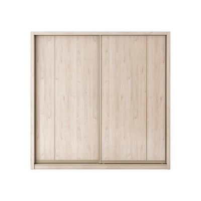 (FREE Shipping & FREE Installation) 8x8FT Melamine Sliding Wardrobe Bronze Frame Natural Oak Anti Jump 5 Tier Corner Cabinet Almari Baju Almari Pakaian Kabinet Tepi Almari