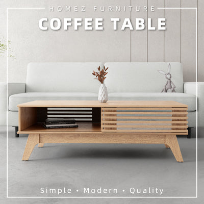 Aoki Series 4FT Coffee Table Storage Sliding Door Living Furniture Meja Kopi Ruang Tamu - CT-A1054