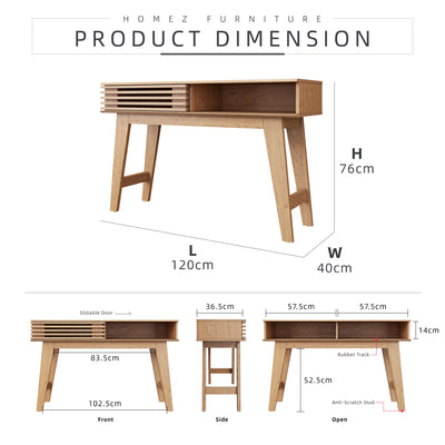 Aoki Series 4FT Writing Study Table Storage Sliding Door Living Furniture Meja - WT-A1276