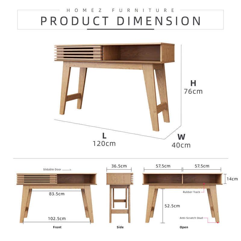 Aoki Series 4FT Writing Study Table Storage Sliding Door Living Furniture Meja - WT-A1276