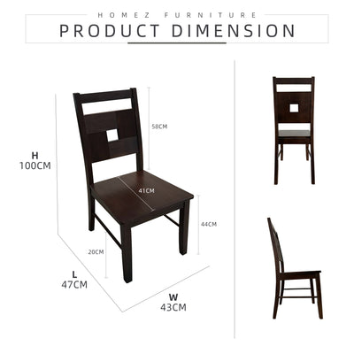 [2PCS] Solid Wood Dining Chair With Cushion and Modern Style Kerusi Makan