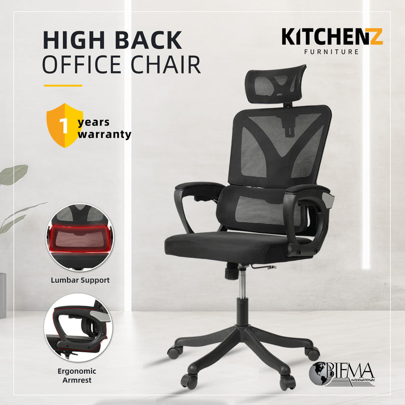 [MAY SPECIAL COMBO] High Back Office Chair Adjustable 4FT Writting Table LED Open Storage with Drawers