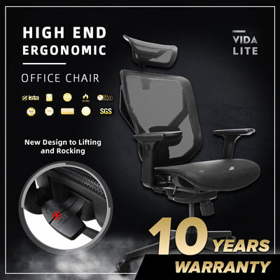 VIDA LITE-V7M Black PA Nylon Y Frame Ergonomic Office Chair-GTC-GC-V7M-BK-MH
