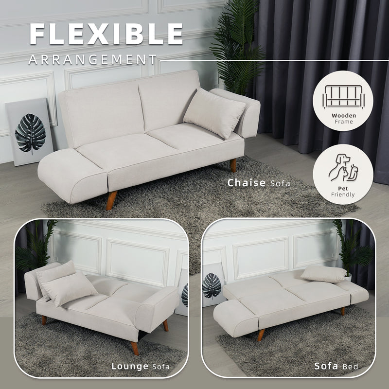(EM) 5FT 2 Seater Sofa Bed Adjustable Backrest / Armrest Cat Claw Fabric Pet Friendly - 15095-GY/CR