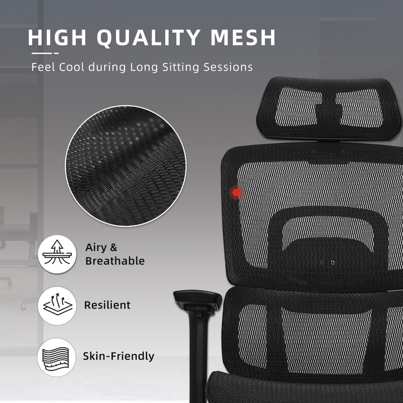 (EM) Gary Office Chair Ergonomic Chair Executive Mesh High back Chair - HMZ-OC-HB-GARY-BK+BK