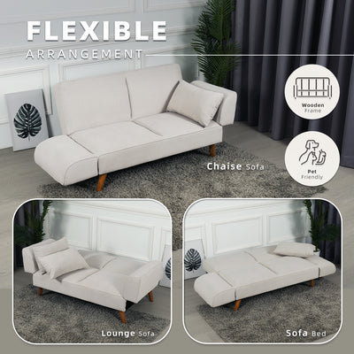 (FREE Shipping) 5FT 2 Seater Sofa Bed Adjustable Backrest / Armrest Cat Claw Fabric Pet Friendly - 15095-GY/CR