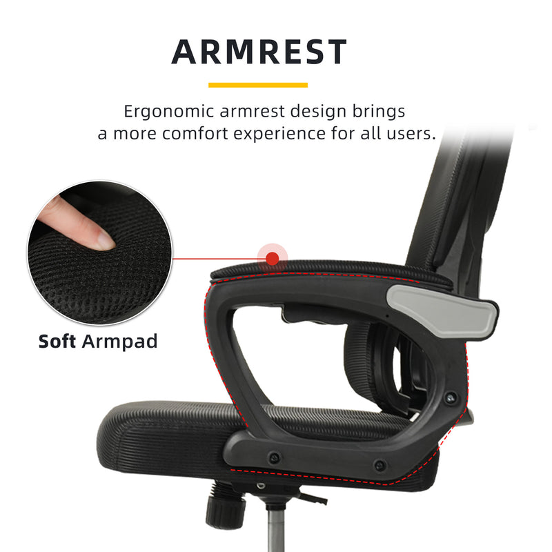 High Back / Medium Back Office Chair Ergonomic Chair Executive Mesh High back Leg Rest / Medium Back Chair - Black
