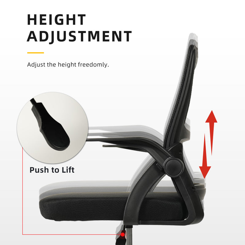 KitchenZ Office Chair Ergonomic Chair Executive Mesh High back / Medium Back Chair - Black