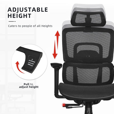 Gary Office Chair Ergonomic Chair Executive Mesh High back Chair - HMZ-OC-HB-GARY-BK+BK