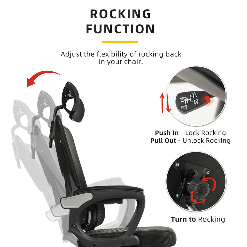 High Back / Medium Back Office Chair Ergonomic Chair Executive Mesh High back Leg Rest / Medium Back Chair - Black
