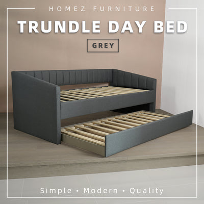 6.4/6.7FT Day Bed/Pull Out Trundle/Pop up Bed Frame Katil Besi Powder Coat Metal/Linen Fabric - 0045/0055