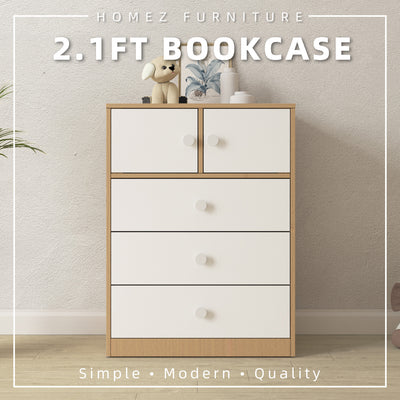 (EM) Multifunctional Cabinet 2 Doors Display Cabinet Storage Cabinet Chest of Drawer Bookcase - BC-2729