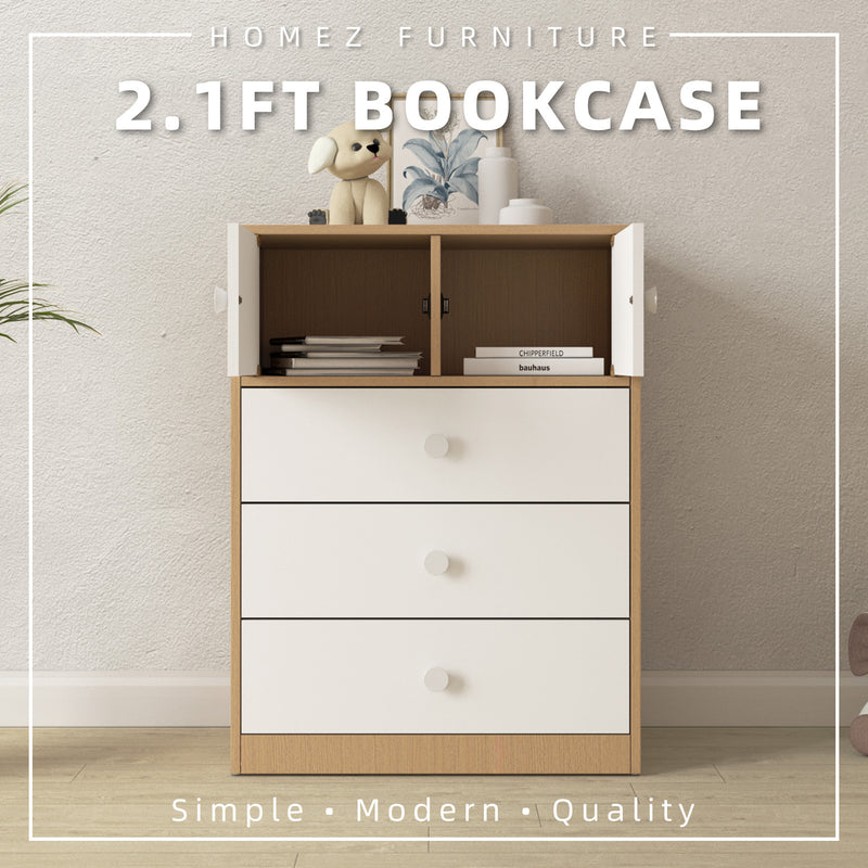 (EM) Multifunctional Cabinet 2 Doors Display Cabinet Storage Cabinet Chest of Drawer Bookcase - BC-2729