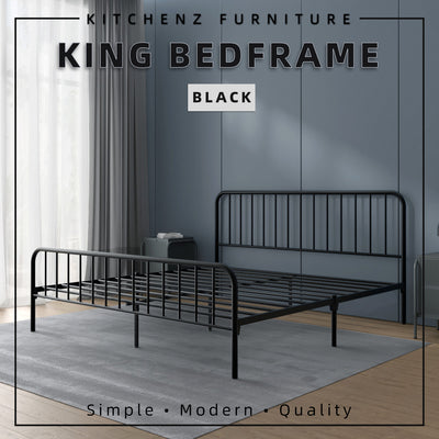 (EM) 6.4FT King Metal Bed Frame Rangka Katil Besi King Murah Katil Powder Coat Metal Black White Gold - 0035K