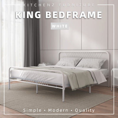 6.4FT King Metal Bed Frame Rangka Katil Besi King Murah Katil Powder Coat Metal Black White Gold - 0035K/0036K