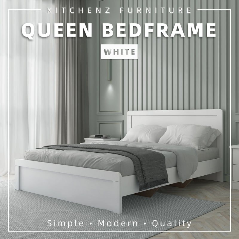 6.8FT Oliver Series Classic Modern White Queen Bed Frame Katil Queen Bed Frame - HMZ-FN-BF-Oliver-Q