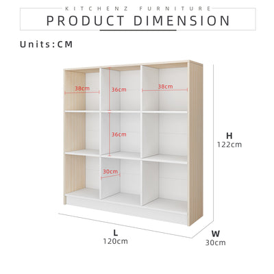 (EM) 9 Compartments Book Shelves Premium Wooden Book Cabinet / Bookcase Book Shelf-HMZ-FN-BS-1002