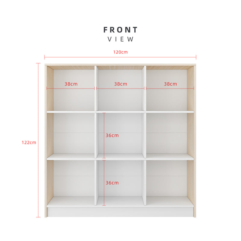 (EM) 9 Compartments Book Shelves Premium Wooden Book Cabinet / Bookcase Book Shelf-HMZ-FN-BS-1002