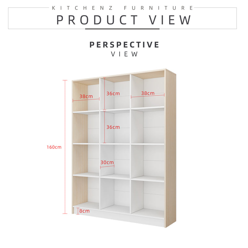 12 Compartments Book Shelves Premium Wooden Book Cabinet / Bookcase Book Shelf-HMZ-FN-BS-1003