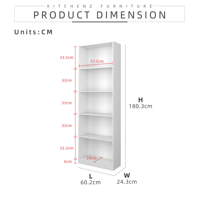 (EM) 2FT Open Storage Book Cabinet Bookshelf Bookcase Display Cabinet - HMZ-FN-BS-1092