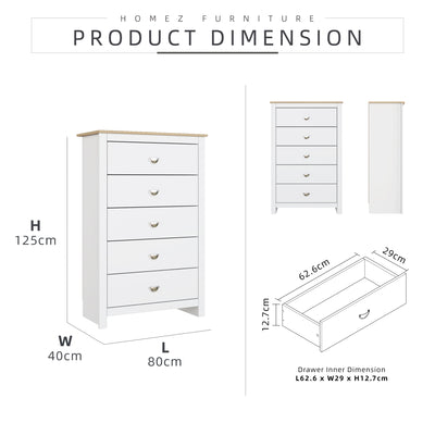 3FT 5-Tier Chest Drawer (Height 125cm) - CD-7712