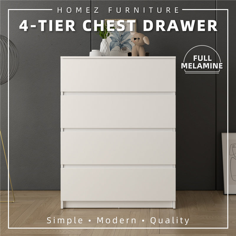 2.6FT Alona Series 4 Layer Full Melamine Chest Drawer - HMZ-FN-CD-M7901-WT