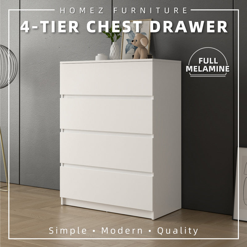 2.6FT Alona Series 4 Layer Full Melamine Chest Drawer - HMZ-FN-CD-M7901-WT