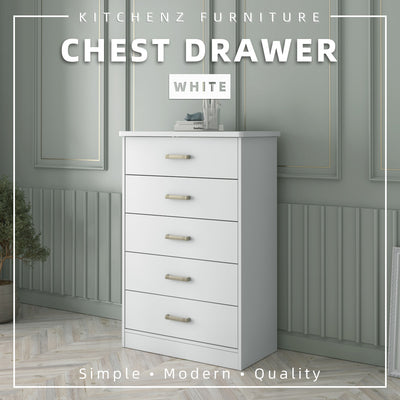 2.5FT Oliver Series Chest Drawer with 5 Layer Drawer Storage - HMZ-FN-CD-O0750-WT
