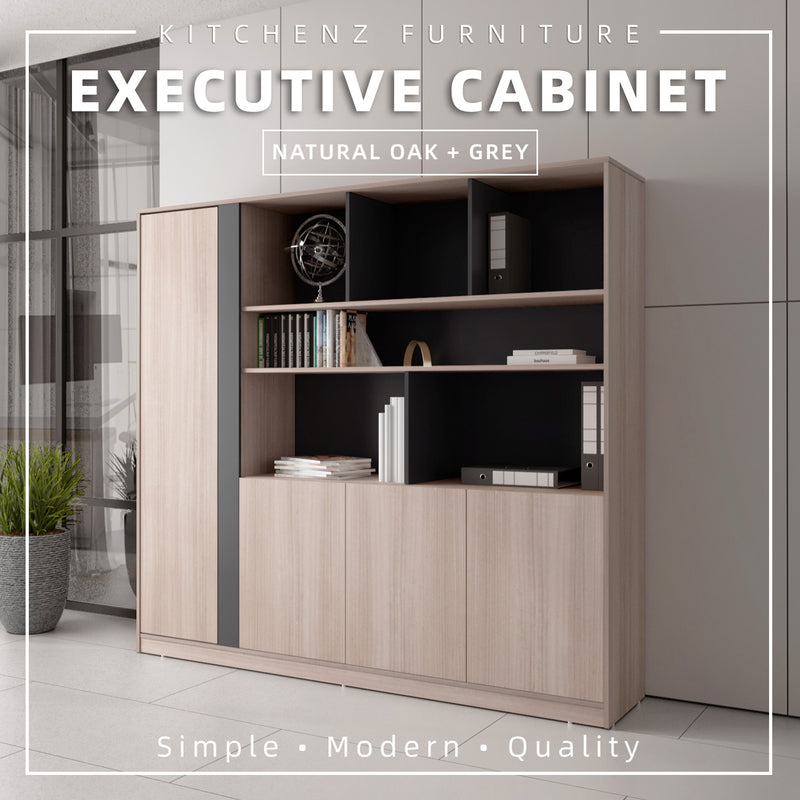 6.5FT Full Melamine File Cabinet / Executive Home / Office Cabinet with Coat Hanger & Open Shelves - CK1005/CE1006