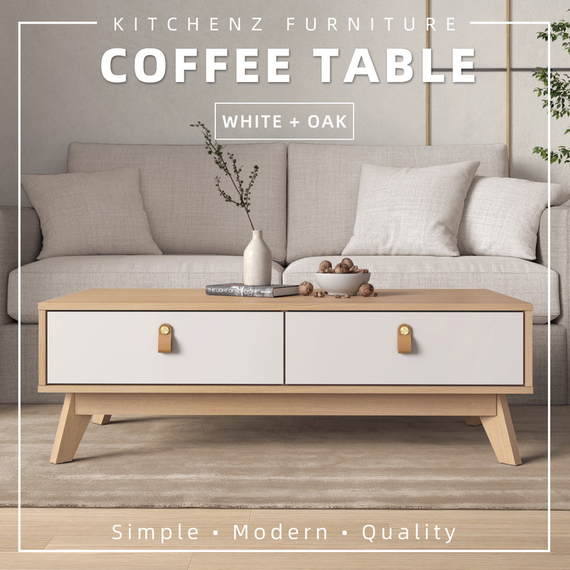 3.6FT Oasis Series Coffee Table with 2 Drawers-HMZ-FN-CT-O1100-WT