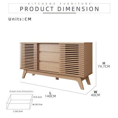 Aoki Series 4.6FT Display Cabinet with 3 Drawers & Sliding Doors - DC-A0760