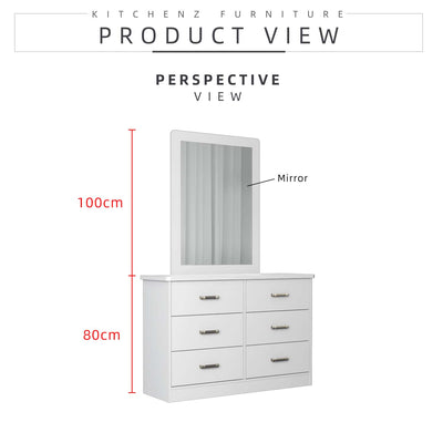 4FT Oliver Series Display Cabinet White Classic Modern Design with Mirror Make up Table / Meja Solek - HMZ-FN-DC-O1200-WT