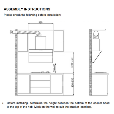 (FREE Shipping) Elba 3 Burners Tempered Glass Stove Combo Set with Hood 5Kw Safety Valve Built-in - EGH-K8843G(BK)