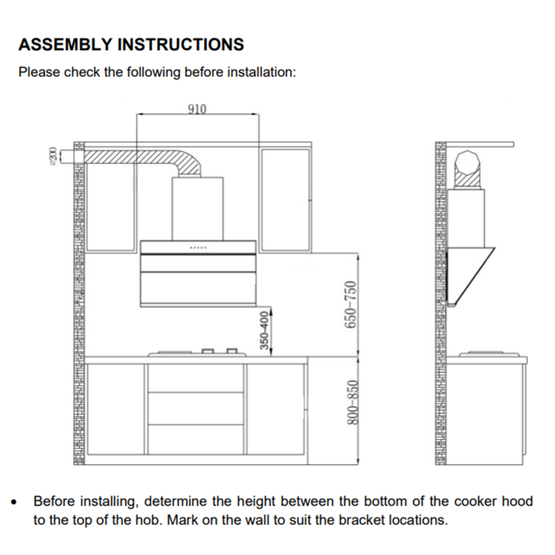 (FREE Shipping) Elba 3 Burners Tempered Glass Stove Combo Set with Hood 5Kw Safety Valve Built-in - EGH-K8843G(BK)