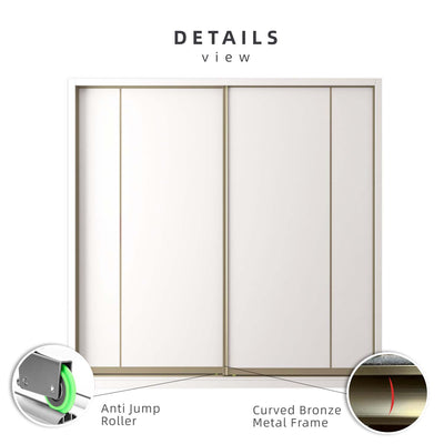 [FREE Shipping & FREE Installation] 8x8FT Full Melamine Gold Frame Anti Jump Sliding Wardrobe Almari Baju