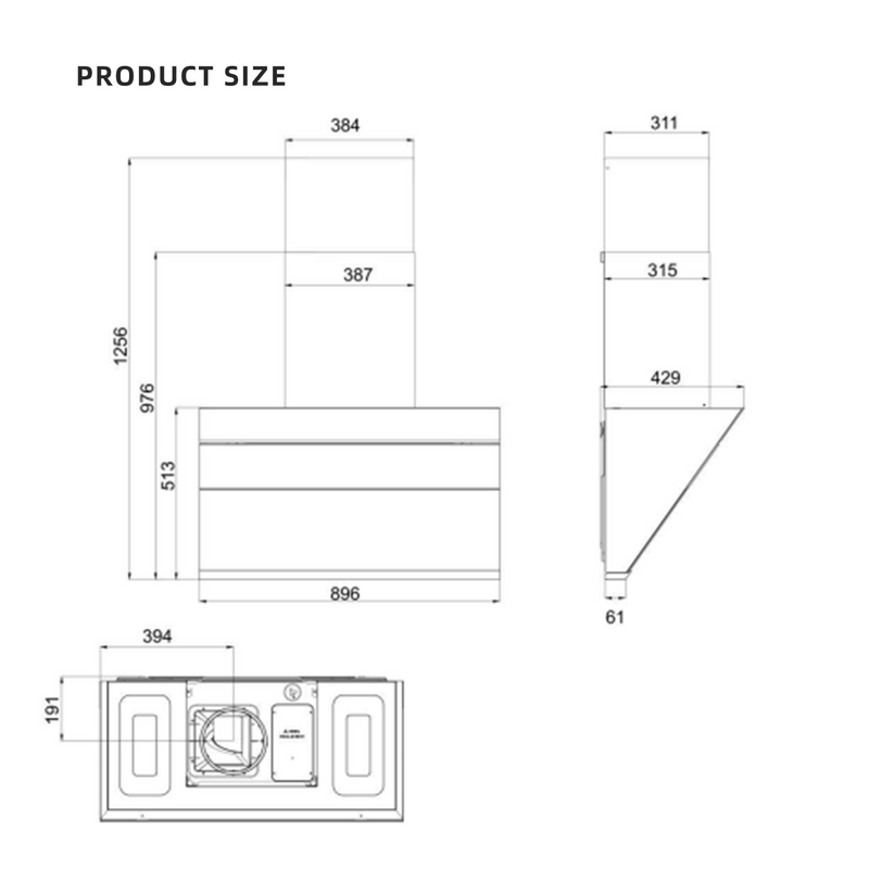 (FREE Shipping) Elba 3 Burners Tempered Glass Stove Combo Set with Hood 5Kw Safety Valve Built-in - EGH-K8843G(BK)