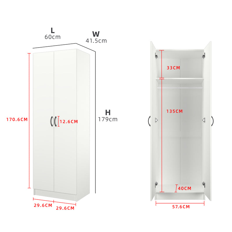 2FT 2 Door Wardrobe Solid Board with Hanging Rod-HMZ-FN-WD-6000/6020 ...