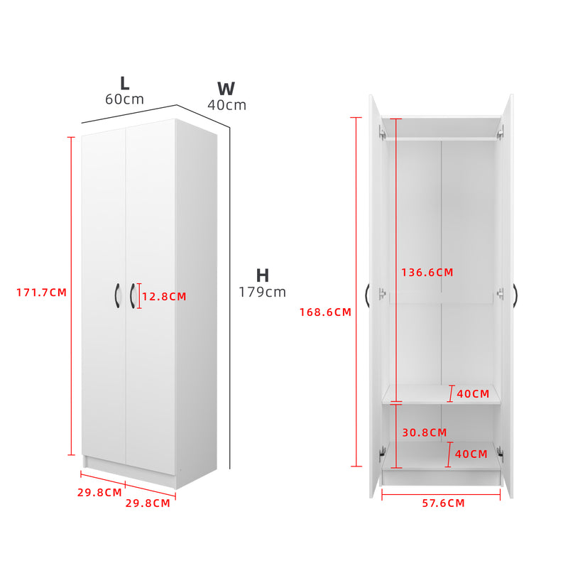 2FT 2 Door Wardrobe Solid Board with Hanging Rod-HMZ-FN-WD-6000/6020 ...