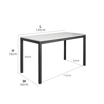 (EM) 4FT Writing Table + Anti-scratch Powder Coating Metal Leg - WT-FY12060-BK+WT-SBH