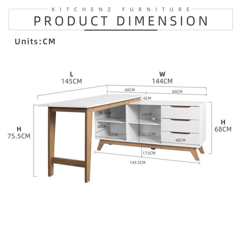 [MAY SPECIAL COMBO] High Back Office Chair Adjustable 4FT Writting Table LED Open Storage with Drawers