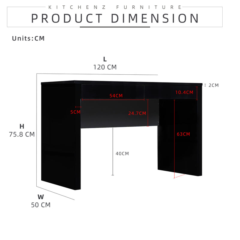 4FT Office Home Writing Table with 2 Drawers / LED Open Storage with Drawer - H3062/H3064