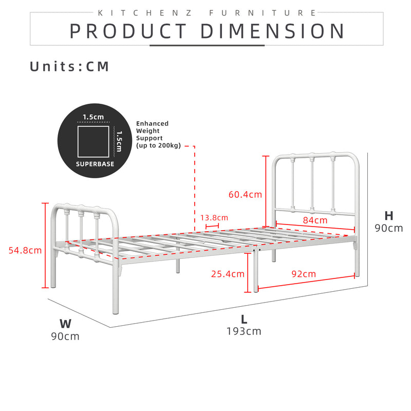 Single Size Metal Bed Frame Powder Coat Metal Bed Frame - 3VFY900F/0005/0012/0015/0016/0017