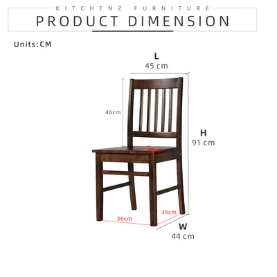 (EM) 4 People Seater Pusan Metro Dining Set with 1 Table Solid Wood 4 Dining Chairs - HMZ-FN-DT-Metro(12075)-WN