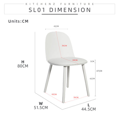 4PCS Dining Chair Kerusi Makan PU leather cushion White - SL01
