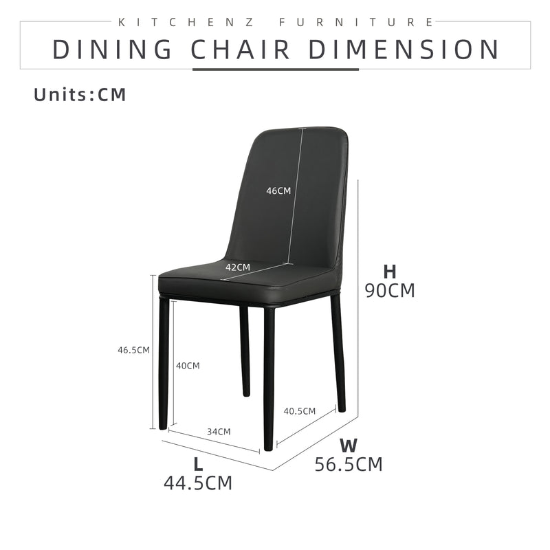 (FREE Shipping & FREE Installation) 4 People Seater Dining Set with 1 Porcelain (Ceramic)Table 4 Metal Leg Chairs - Dining Set (1+4)